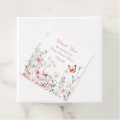 Spring Deep Pink Butterfly Floral Baby Shower Bedankjes Labels (In situ)