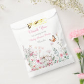 Spring Deep Pink Butterfly Floral Baby shower Bedankzakje (Gezegeld)