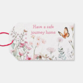 Spring Deep Pink Butterfly Floral Baby shower Cadeaulabel (Achterkant Horizontaal)