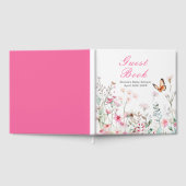 Spring Deep Pink Butterfly Floral Baby Shower Gastenboek (Volledig)