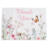 Spring Deep Pink Butterfly Floral Baby shower Groot Cadeauzakje (Voorkant)