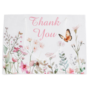 Spring Deep Pink Butterfly Floral Baby shower Groot Cadeauzakje