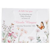 Spring Deep Pink Butterfly Floral Baby shower Groot Cadeauzakje (Achterkant)