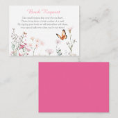 Spring Deep Pink Butterfly Floral Baby shower Informatiekaartje (Voorkant / Achterkant)