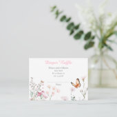 Spring Deep Pink Butterfly Floral Baby shower Informatiekaartje (Staand voorkant)