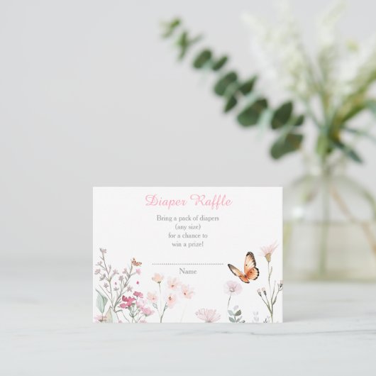 Spring Deep Pink Butterfly Floral Baby shower Informatiekaartje (Staand voorkant)