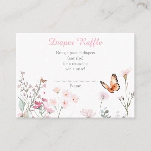 Spring Deep Pink Butterfly Floral Baby shower Informatiekaartje (Voorkant)