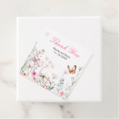 Spring Deep Pink Butterfly Floral Wedding Bedankjes Labels (In situ)