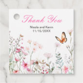 Spring Deep Pink Butterfly Floral Wedding Bedankjes Labels (Voorkant)
