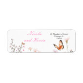 Spring Deep Pink Butterfly Floral Wedding Etiket (Voorkant)