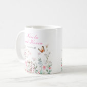Spring Deep Pink Butterfly Floral Wedding Koffiemok (Voorkant links)