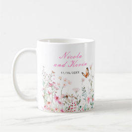 Spring Deep Pink Butterfly Floral Wedding Koffiemok