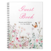Spring Deep Pink Butterfly Floral Wedding Notitieboek (Voorkant)