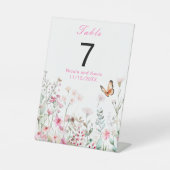 Spring Deep Pink Butterfly Floral Wedding Reclamebord Met Voetstuk (Voorkant)