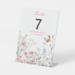 Spring Deep Pink Butterfly Floral Wedding Reclamebord Met Voetstuk