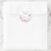 Spring Deep Pink, Butterfly Floral Wedding Ronde Sticker (Tas)