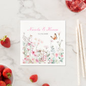 Spring Deep Pink Butterfly Floral Wedding Servet (Insitu)