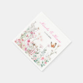 Spring Deep Pink Butterfly Floral Wedding Servet (Hoek)