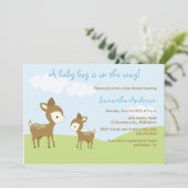 Spring Deer and Fawn Baby shower Invite - Boy Kaart (Staand voorkant)