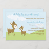 Spring Deer and Fawn Baby shower Invite - Boy Kaart (Voorkant / Achterkant)