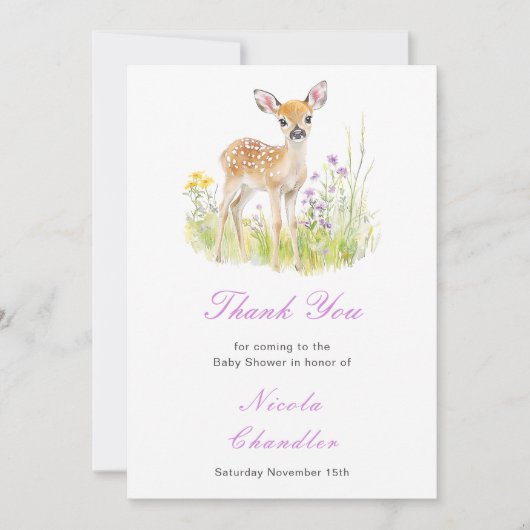 Spring Deer Baby shower Bedankkaart (Voorkant)