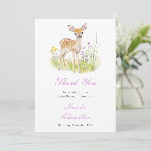 Spring Deer Baby shower Bedankkaart (Staand voorkant)