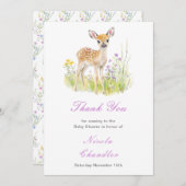Spring Deer Baby shower Bedankkaart (Voorkant / Achterkant)