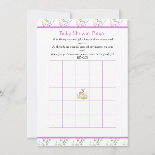 Spring Deer Baby shower Bingo Kaart (Voorkant)