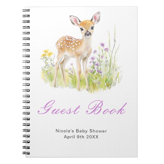 Spring Deer Baby Shower Guest Book Notitieboek (Voorkant)