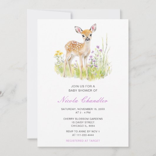 Spring Deer Baby shower Kaart (Voorkant)
