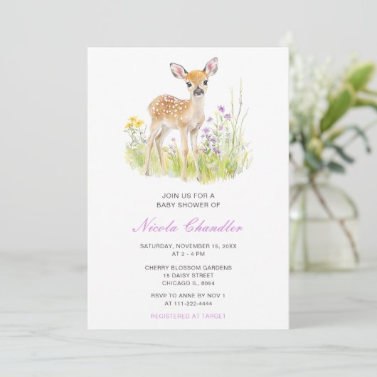 Spring Deer Baby shower Kaart (Staand voorkant)