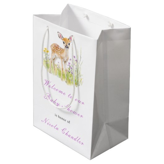 Spring Deer Baby shower Medium Cadeauzakje (Achterkant Gekanteld)