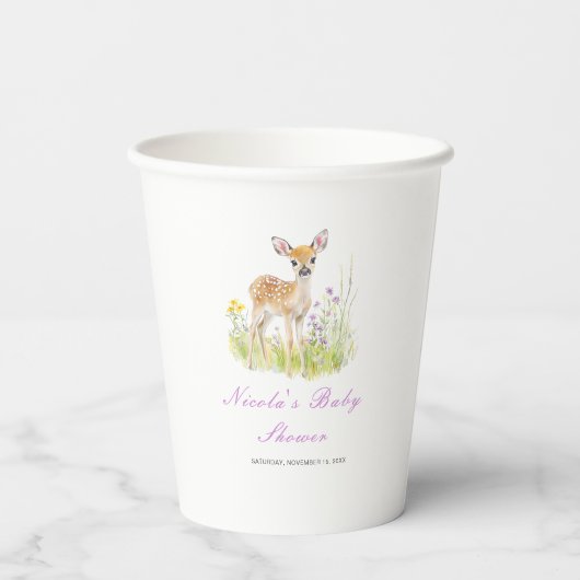 Spring Deer Baby shower Papieren beker (Achterkant)