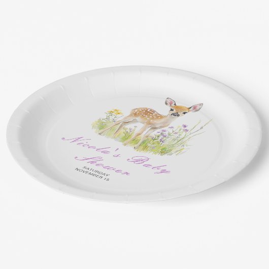 Spring Deer Baby shower Papieren Bordje (Gekanteld)