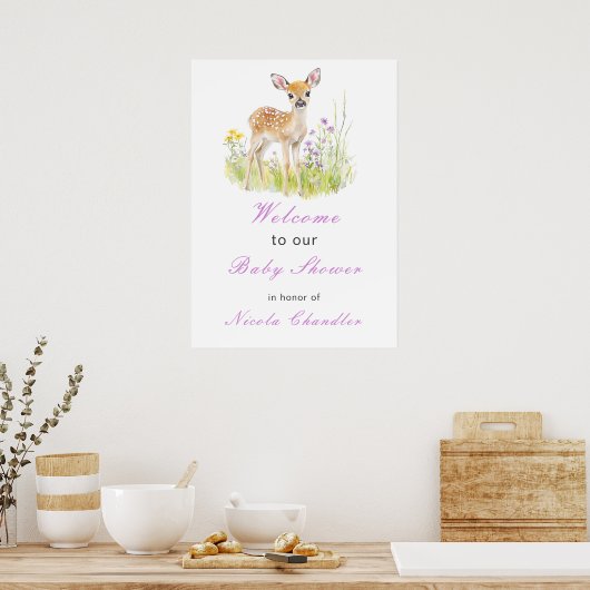 Spring Deer Baby shower Poster (Keuken)