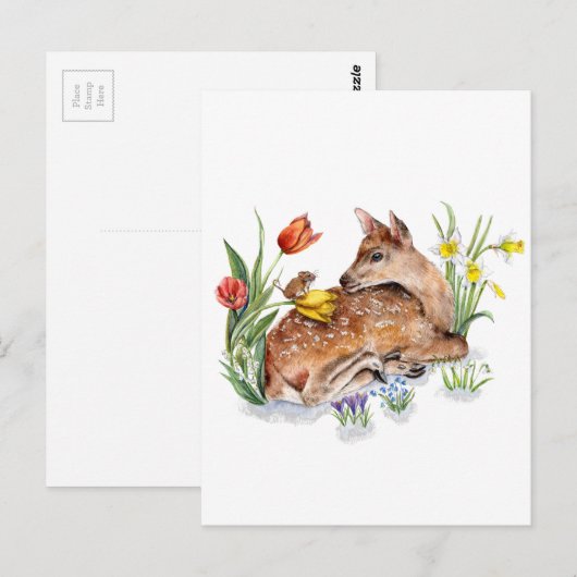 Spring Deer Briefkaart (Voorkant / Achterkant)