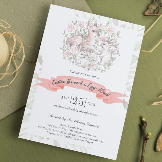 Spring Deer Bunny Brunch & Egg Hunt Easter Kaart