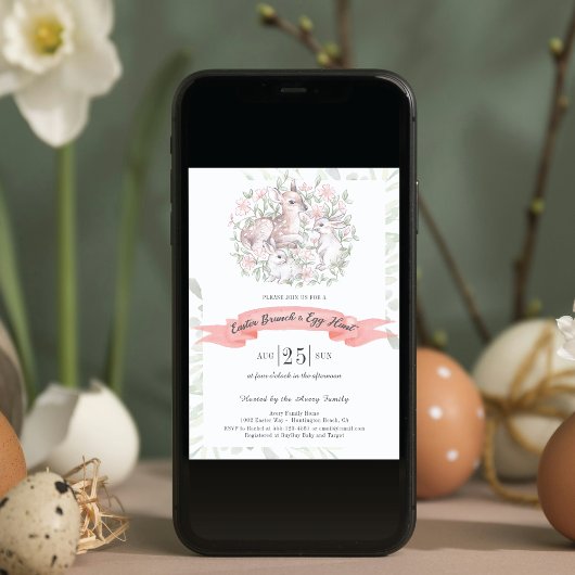 Spring Deer Bunny Brunch & Egg Hunt Easter Kaart