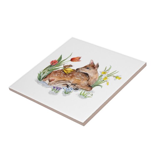 Spring Deer Tegeltje (Zijkant)