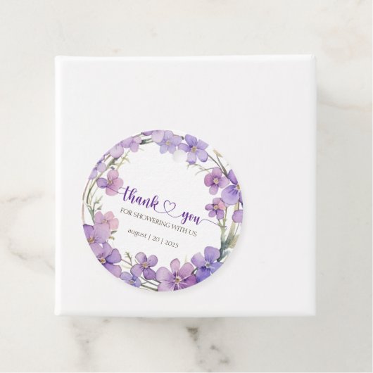 Spring Delicate Violet Baby shower Bedankt Bedankjes Labels (In situ)