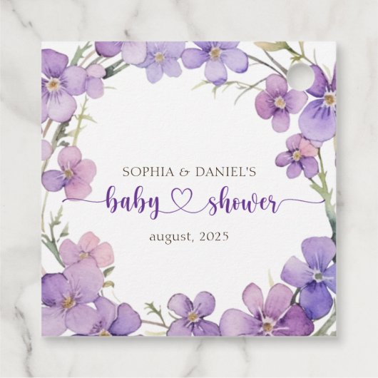 Spring Delicate Violet Baby shower Bedankt Bedankjes Labels (Achterkant)