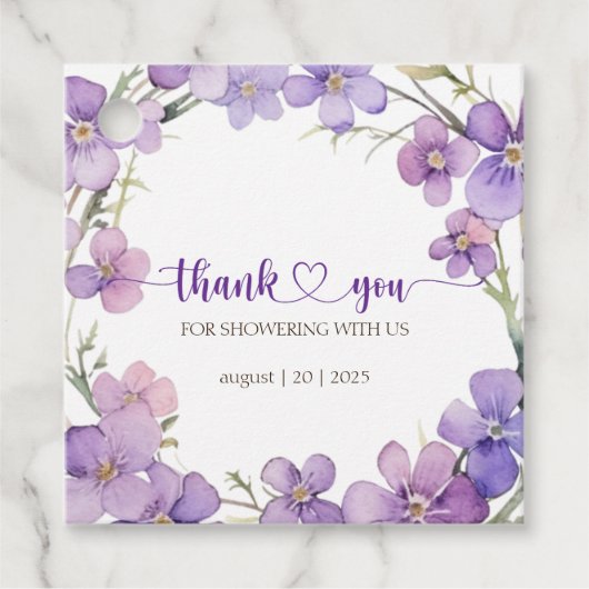 Spring Delicate Violet Baby shower Bedankt Bedankjes Labels (Voorkant)