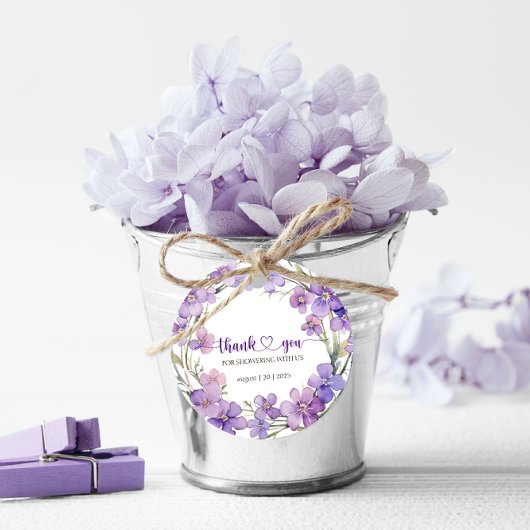 Spring Delicate Violet Baby shower Bedankt Bedankjes Labels
