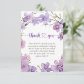 Spring Delicate Violet Flowers Baby shower Bedankkaart (Staand voorkant)