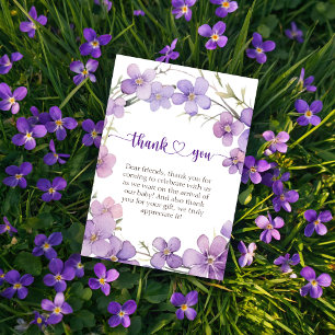 Spring Delicate Violet Flowers Baby shower Bedankkaart