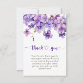 Spring Delicate Violet Flowers Baby shower Bedankkaart (Voorkant)