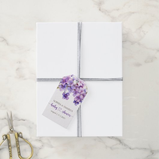 Spring Delicate Violet Flowers Baby shower Cadeaulabel (Met Touw)