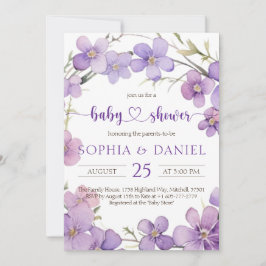 Spring Delicate Violet Flowers Baby shower Kaart