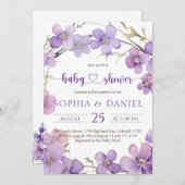 Spring Delicate Violet Flowers Baby shower Kaart (Voorkant / Achterkant)