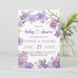 Spring Delicate Violet Flowers Baby shower Kaart
